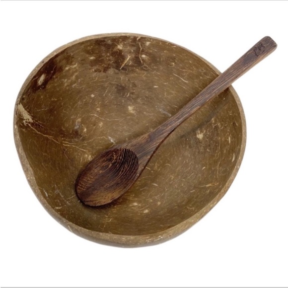 COCONUT BOWLS bowl & spoon set NEW - Picture 2 of 8